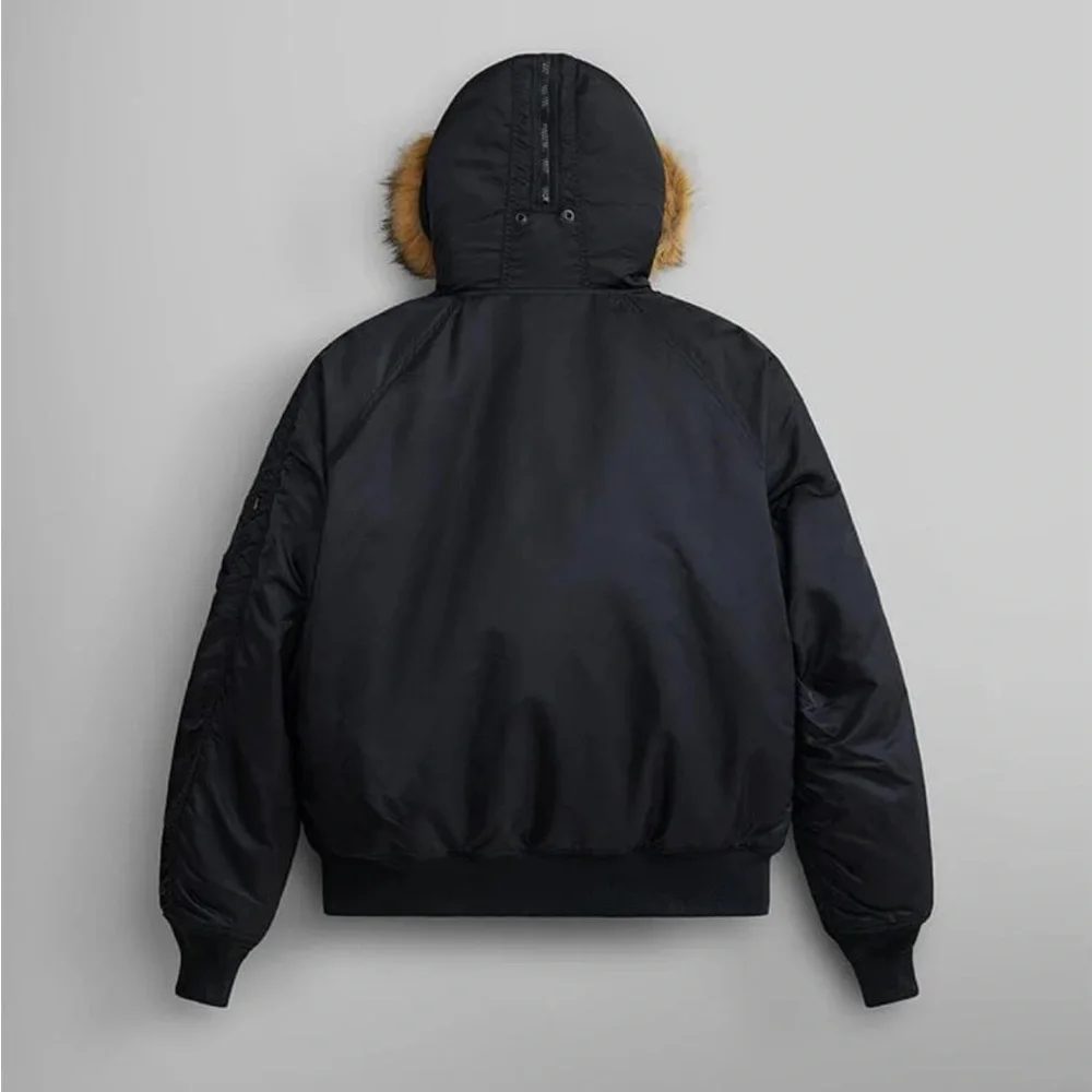 Alpha Industries Black Bomber Jacket N-2B with Fur Trim - Picture 3 of 8